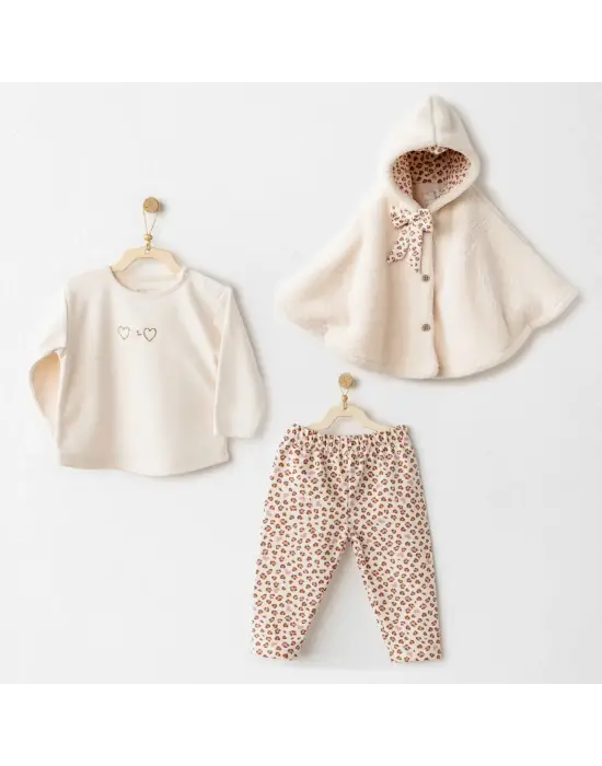 ANdywawa AC26237 Little Leopard 3lü Takım Ekru