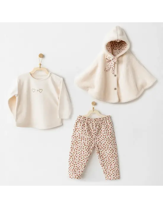 Andywawa Ac26237 Little Leopard 3lü Takım Ekru