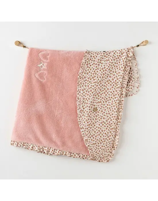 Omarı Yumuşak ve Şık Leopard Desenli Battaniye - 90x85 Pink