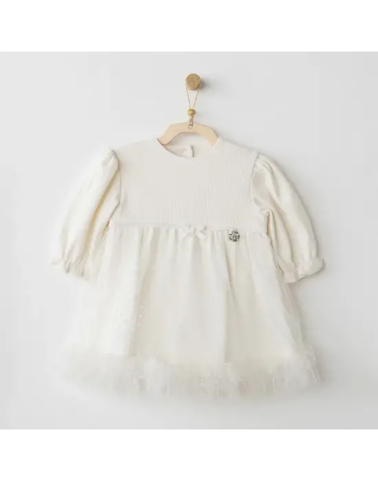 Andywawa AC26257 Baby Bow Bliss Elbise Ekru