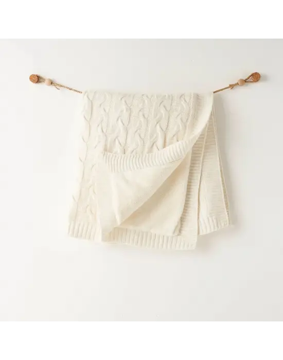 Andywawa AC26340 Triko Battaniye Ekru