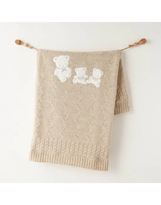 Omarı Yumuşak Triko Battaniye 85x100 Beige Melange