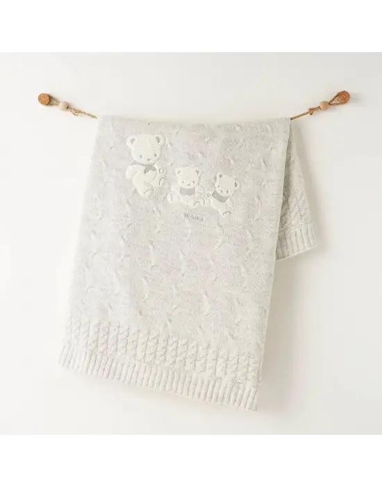 Omarı Sıcacık Triko Battaniye 85x100 Gri Melanj