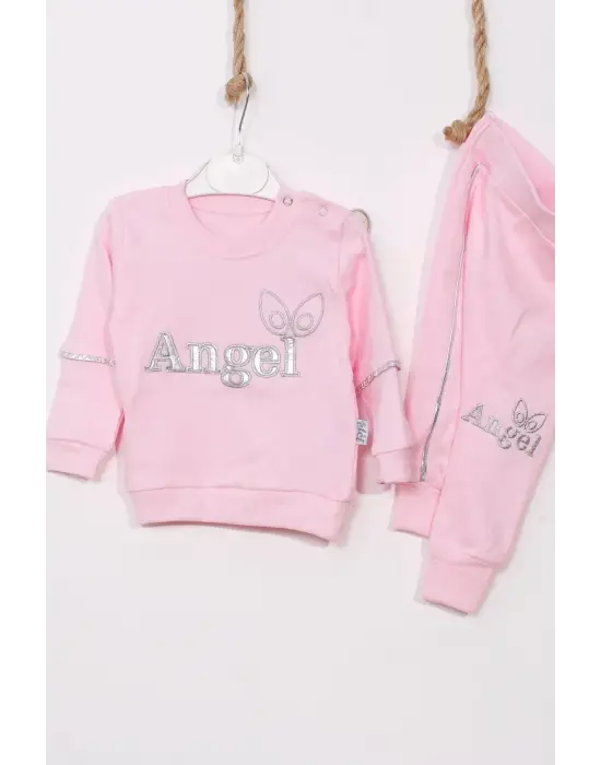 Angel Kanat Detaylı % 100 Pamuk Kız Bebek Takımı