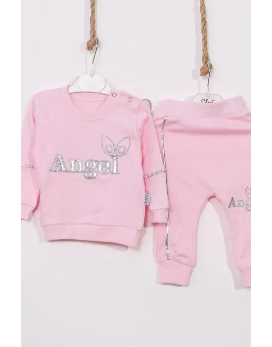 Angel Kanat Detaylı % 100 Pamuk Kız Bebek Takımı