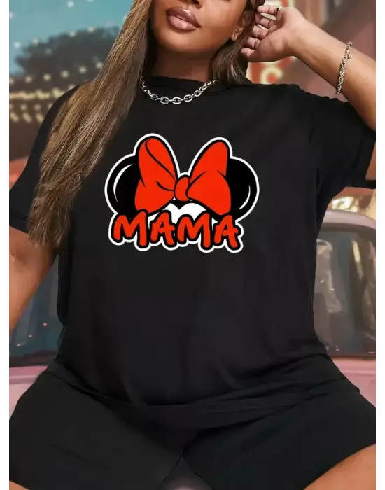 Anneler Günü Baskılı T-shirt - Siyah