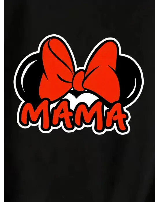 Omarı Anneler Günü Temalı Siyah Baskılı T-shirt