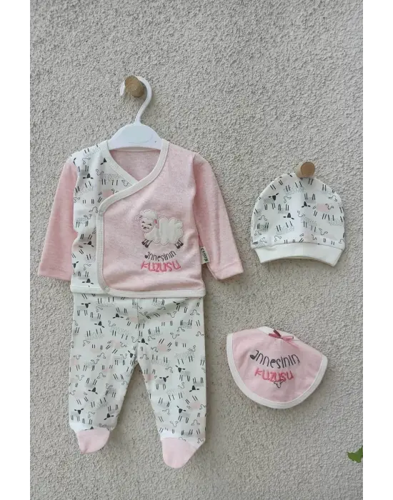 Annesinin Kuzusu Şapkalı Eldivenli 5li Kız Zıbın Seti