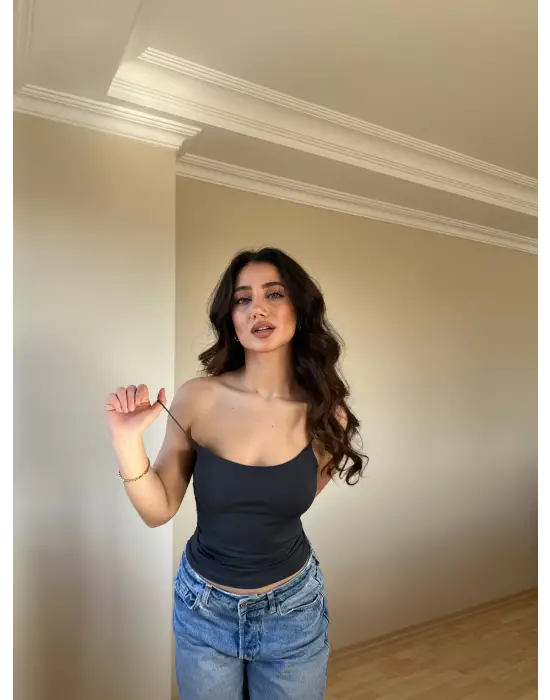 Zarif Poliamid İp Askı Bluz