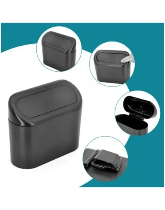 Araba Çöp Kutusu Kapaklı Organize Siyah Renk