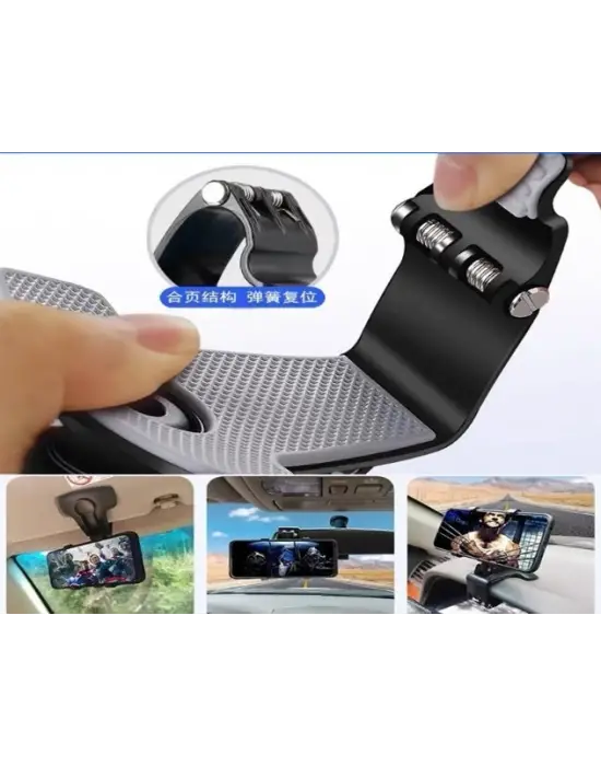 Araba Gösterge Üstüne Takılan 360 Oynar Başlıklı Telefon Tutucu