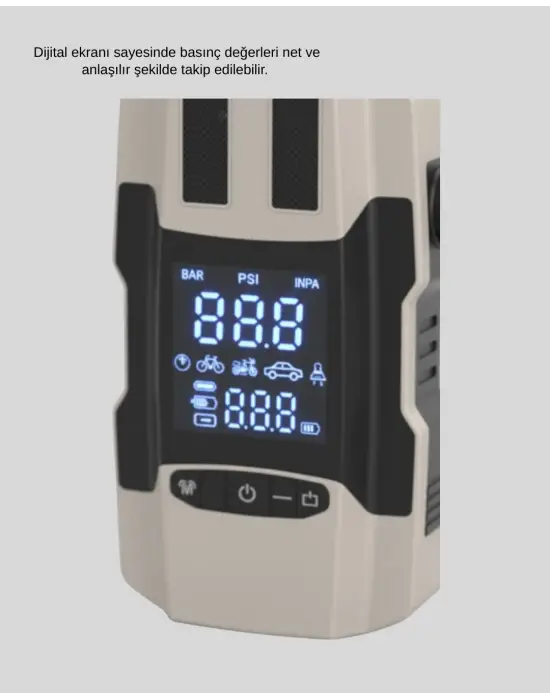 Araç Hava Pompası Ve Akü Takviye Powerbank 12.000 Mah Çok Fonksiyonlu