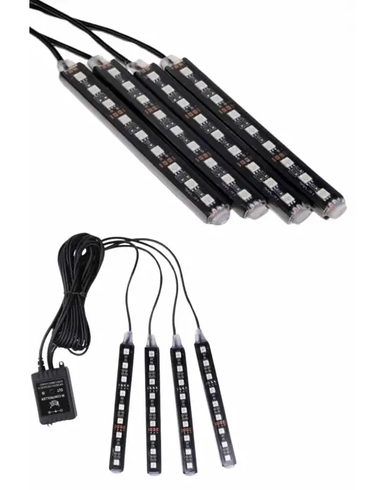 Araç İçi Ayak Altı 12li Şerit Led Işık Uzaktan Kumandalı Rgb Işıklı Ses Ve Müziğe Duyarlı