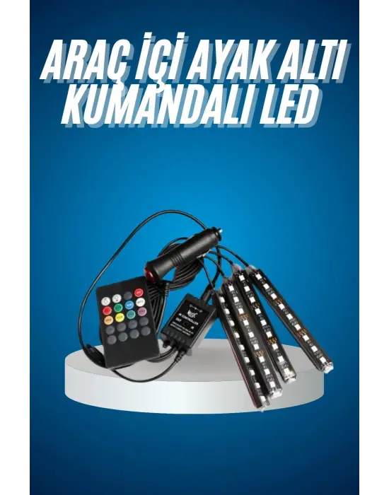 Araç Içi Aydınlatma Kumandalı 12 Led Ayak Altı Led Ambiyans Işığı Sese Duyarlı Kumandalı