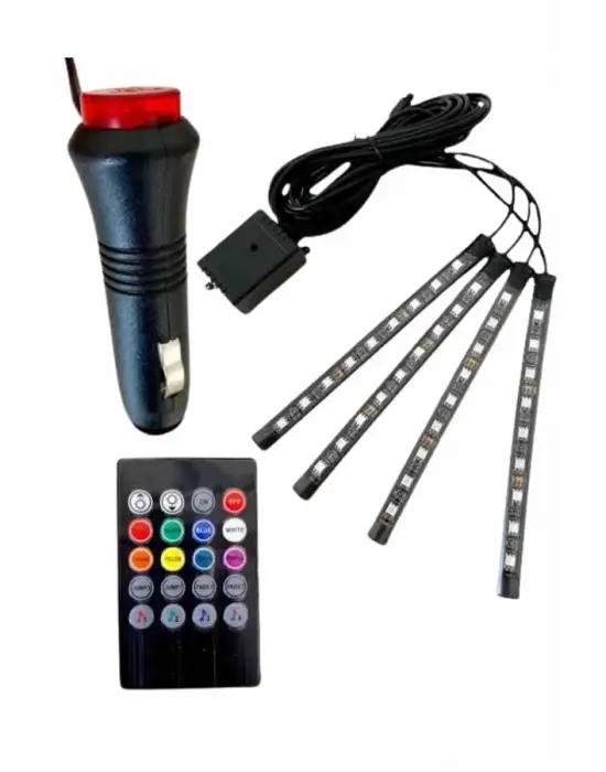 Araç Içi Aydınlatma Kumandalı 12 Led Ayak Altı Led Ambiyans Işığı Sese Duyarlı Kumandalı
