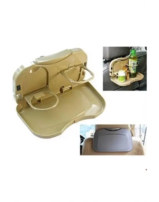 Omarı Katlanabilir Bardak Tutuculu Bej Tepsi