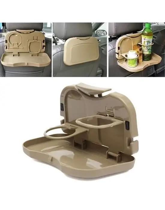 Omarı Katlanabilir Bardak Tutuculu Bej Tepsi