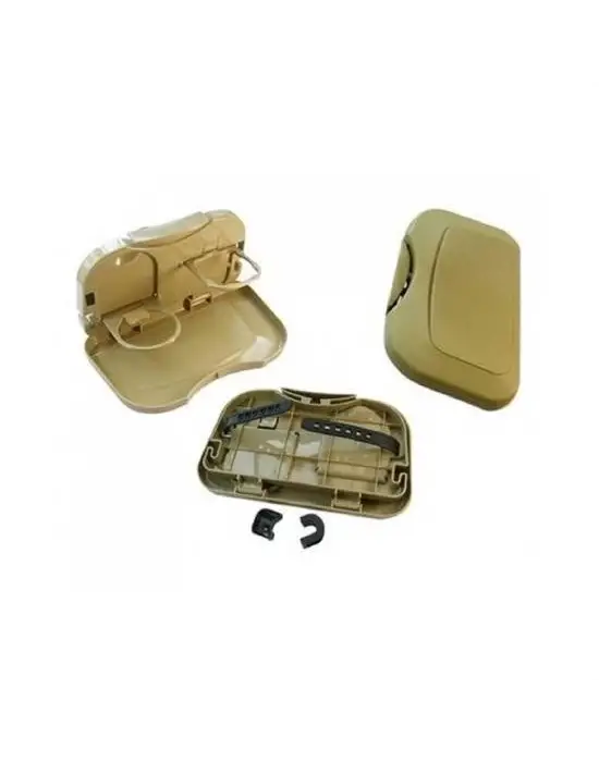 Omarı Katlanabilir Bardak Tutuculu Bej Tepsi