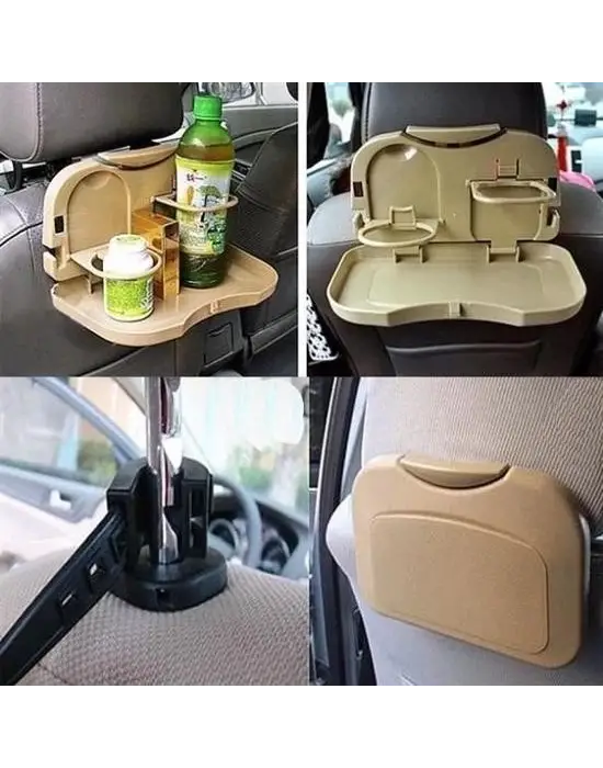 Omarı Katlanabilir Bardak Tutuculu Bej Tepsi