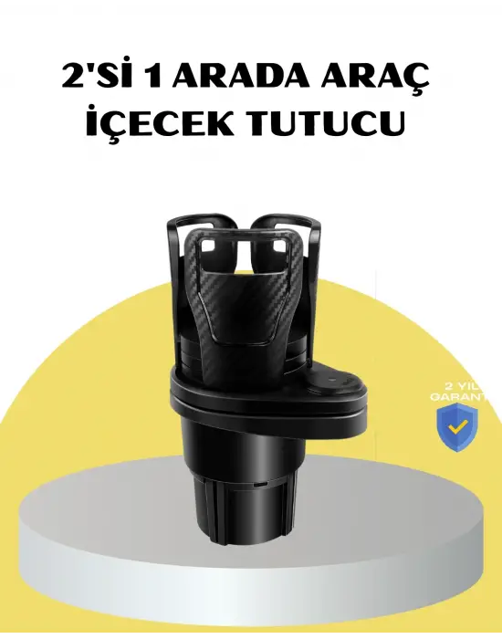 Araç İkili Bardak Tutucu Ayarlanabilir Genişlik 360° Döner Sistem