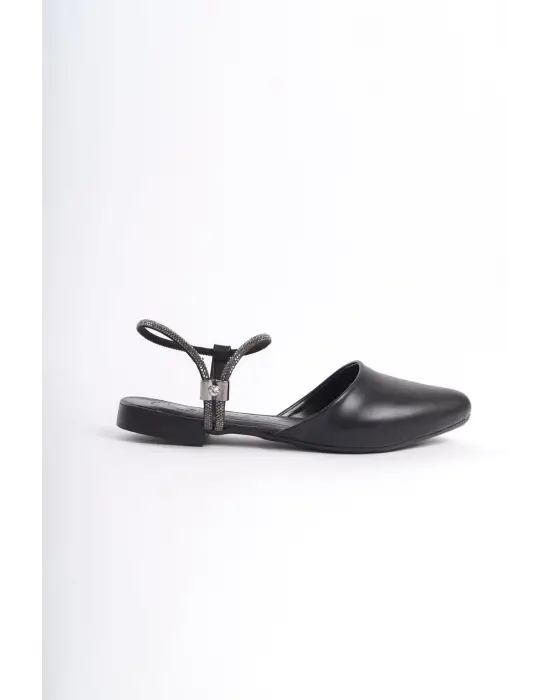 Rahat Lastikli Siyah Bayan Babet Ayakkabı