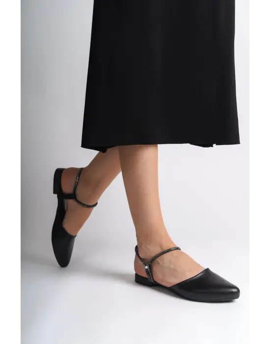 Rahat Lastikli Siyah Bayan Babet Ayakkabı