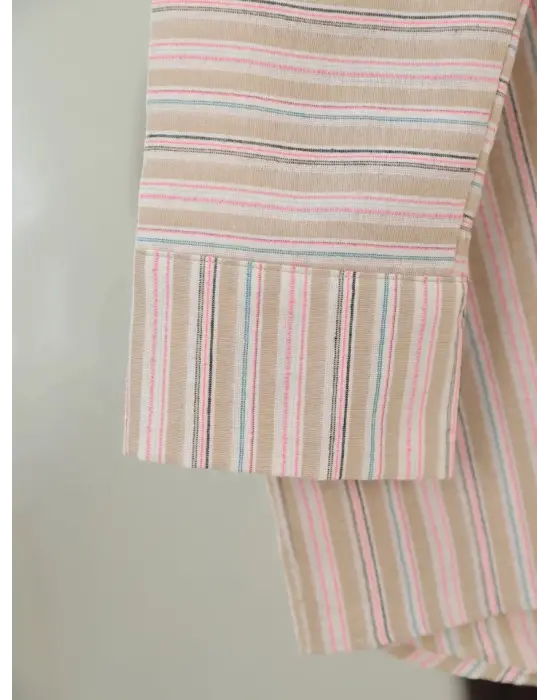 Omarı Oversize Gömlek - Arkası Uzun Kabartma Çizgili