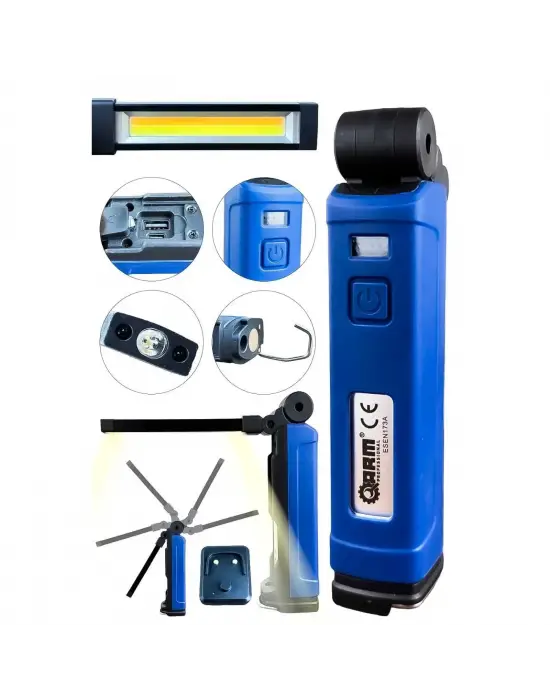 Arm Esen173-a 1000 Lümen Mıknatıslı Döner Başlıklı Powerbank Şarjlı Tamirci Feneri