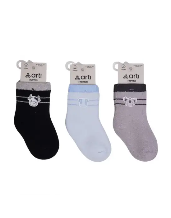 Artı Rudar Aksesuarlı Erkek Bebek Havlu Soket Çorap K45917 Asorti