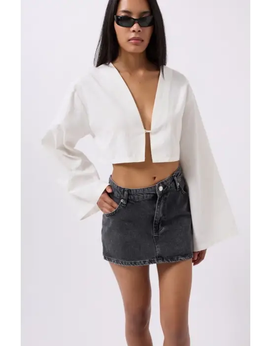 Omarı Asimetrik Bel Denim Etek - Şık ve Rahat Günlük Kullanım İçin