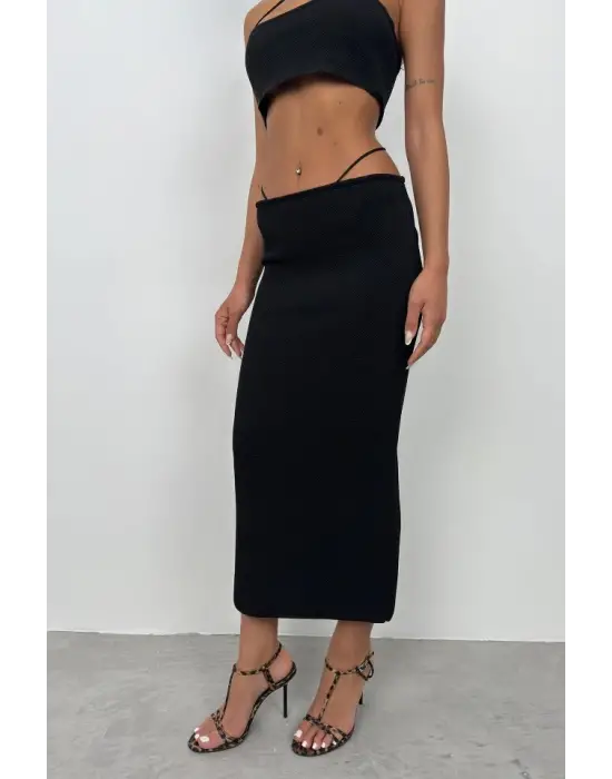 Askı Detay Straplez Dokulu Crop