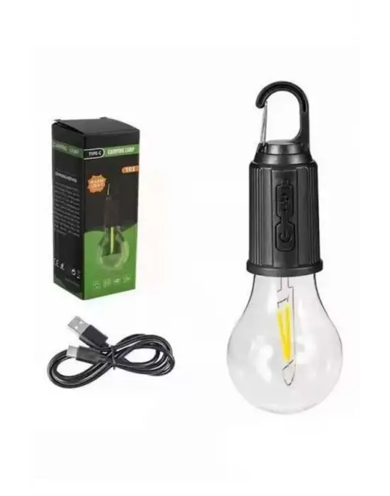Askılı Kırılmaz Led Işık Kamp Bahçe Lambası Taşınabilir Led Ampul Şarjlı