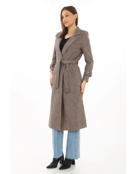 Omarı Yüksek Kaliteli Balık Sırtı Kaşmir Kaban - Vizon