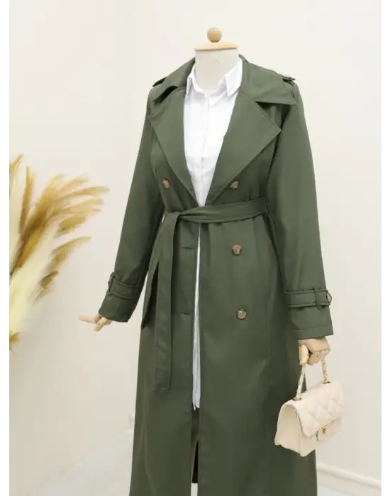 Omarı Haki Renkli Astırlı Trenckot