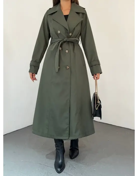 Omarı Haki Renkli Astırlı Trenckot