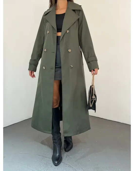 Omarı Haki Renkli Astırlı Trenckot