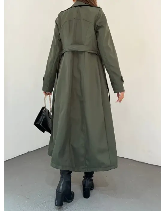 Omarı Haki Renkli Astırlı Trenckot