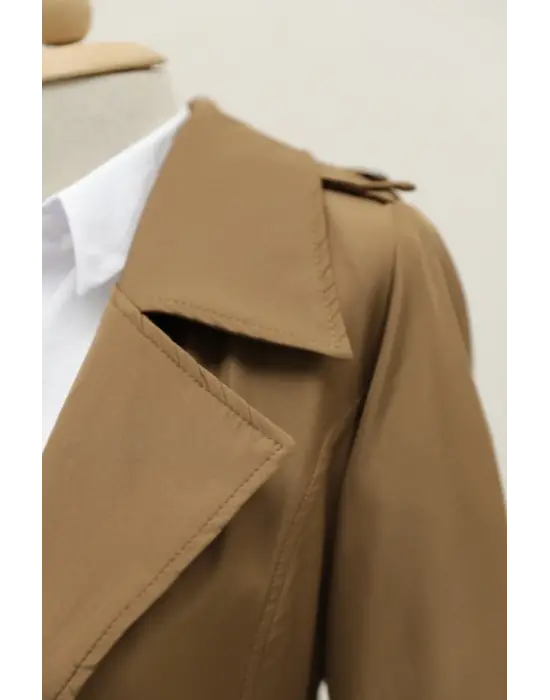Astarlı Kemerli Trenckot -Taba