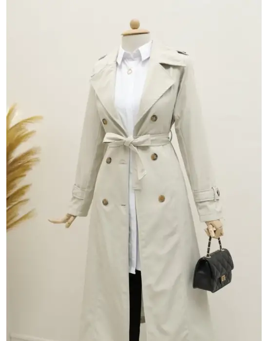 Omarı Astarlı Kemerli Trenckot - Şık ve Şıkır Şıkır