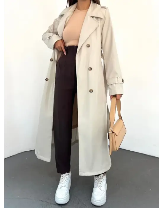 Omarı Astarlı Kemerli Trenckot - Şık ve Şıkır Şıkır