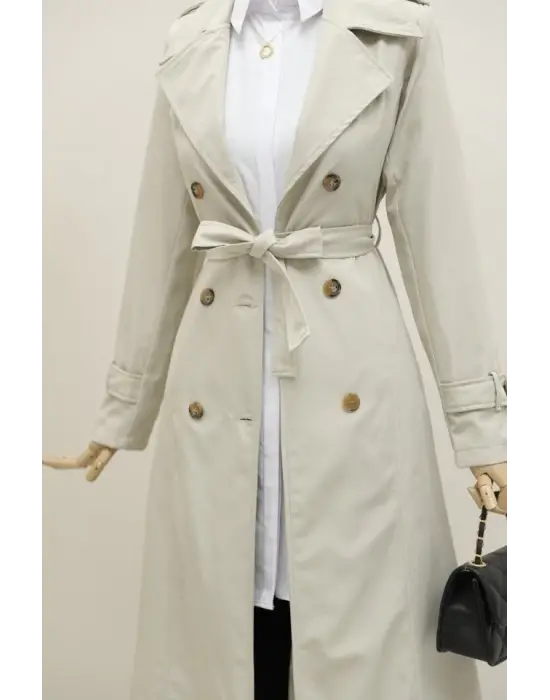 Omarı Astarlı Kemerli Trenckot - Şık ve Şıkır Şıkır