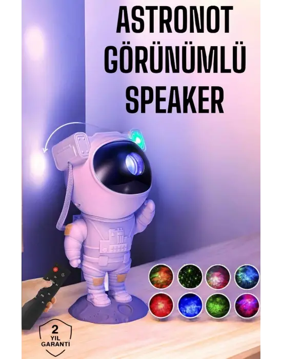 Astronot Bluetooth Hoparlör Gökyüzü Projektör Gece Lambası
