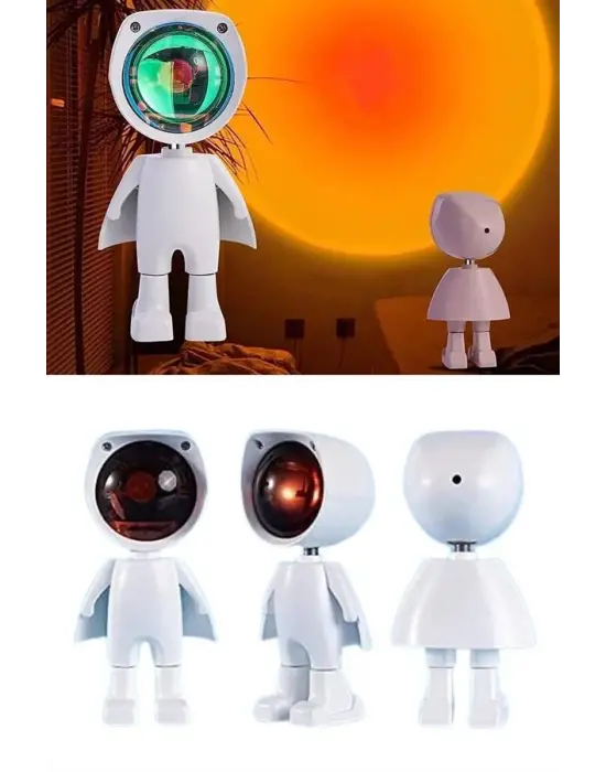 Astronot Işık Projektörü Gökkuşağı Projeksiyon Gece Lambası Hediyelik