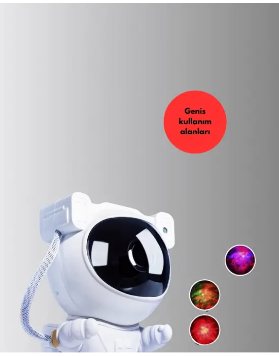 Astronot Şekilli Galaxy Projeksiyon Lambası Nebula Efektli Dekoratif Lamba