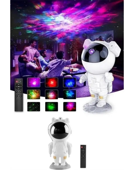 Astronot Şeklinde Bluetooth Hoparlör Gökyüzü Kumandalı Aydınlatma Lamba