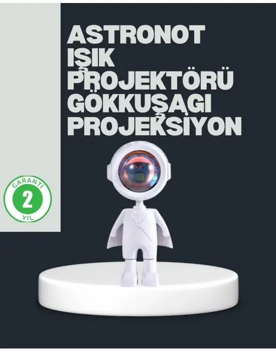 Astronot Tasarımlı Gün Batımı Efektli Şarjlı Led Lamba