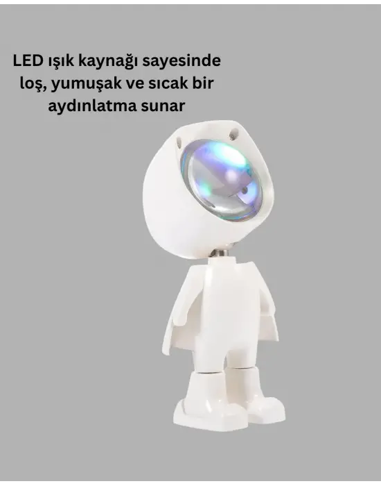 Astronot Tasarımlı Gün Batımı Efektli Şarjlı Led Lamba