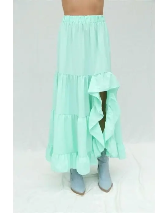 Audrey Fıfrlı Yırtmaç Detay Etek 4037