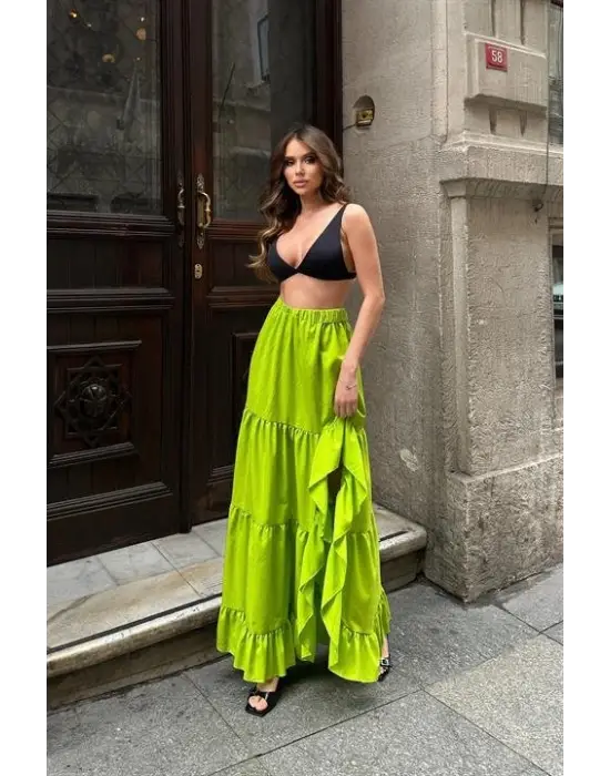 Audrey Fıfrlı Yırtmaç Detay Etek 4037