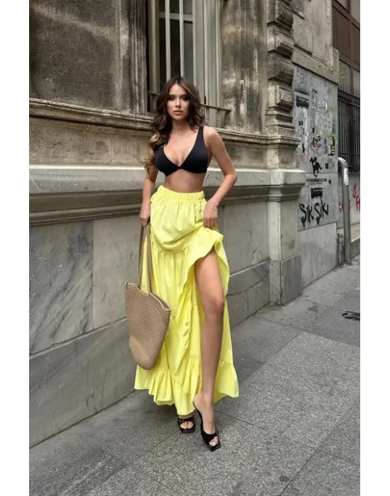 Audrey Fıfrlı Yırtmaç Detay Etek 4037